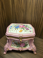 Antique 19th Century French Continental Pink Porcelain Jewelry Casket Box