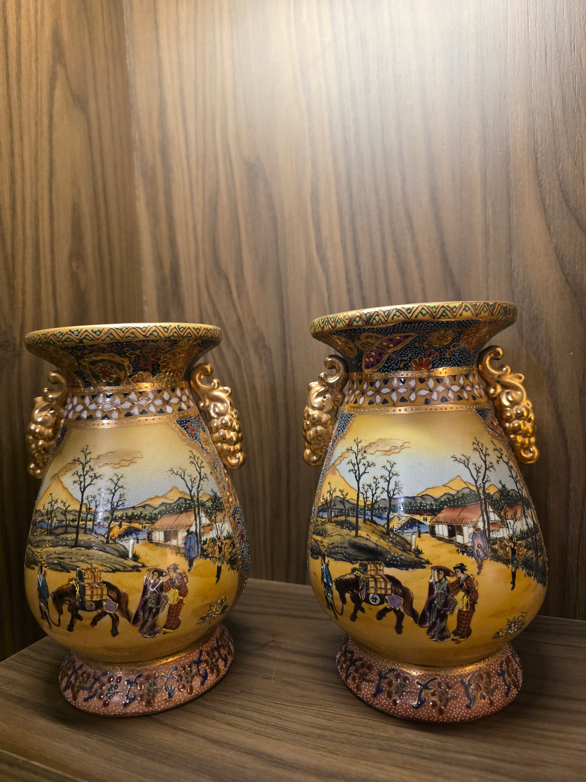 Vintage Chinese Satsuma  Decorative Vases – Matching Pair (Set of 2)