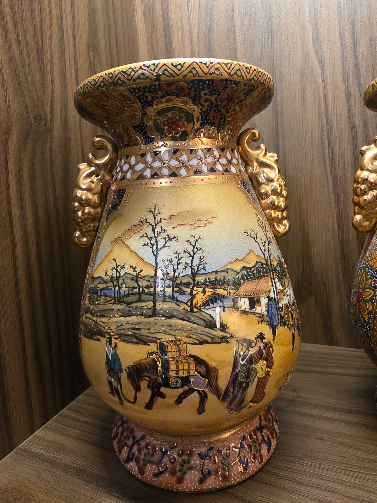 Vintage Chinese Satsuma  Decorative Vases – Matching Pair (Set of 2)
