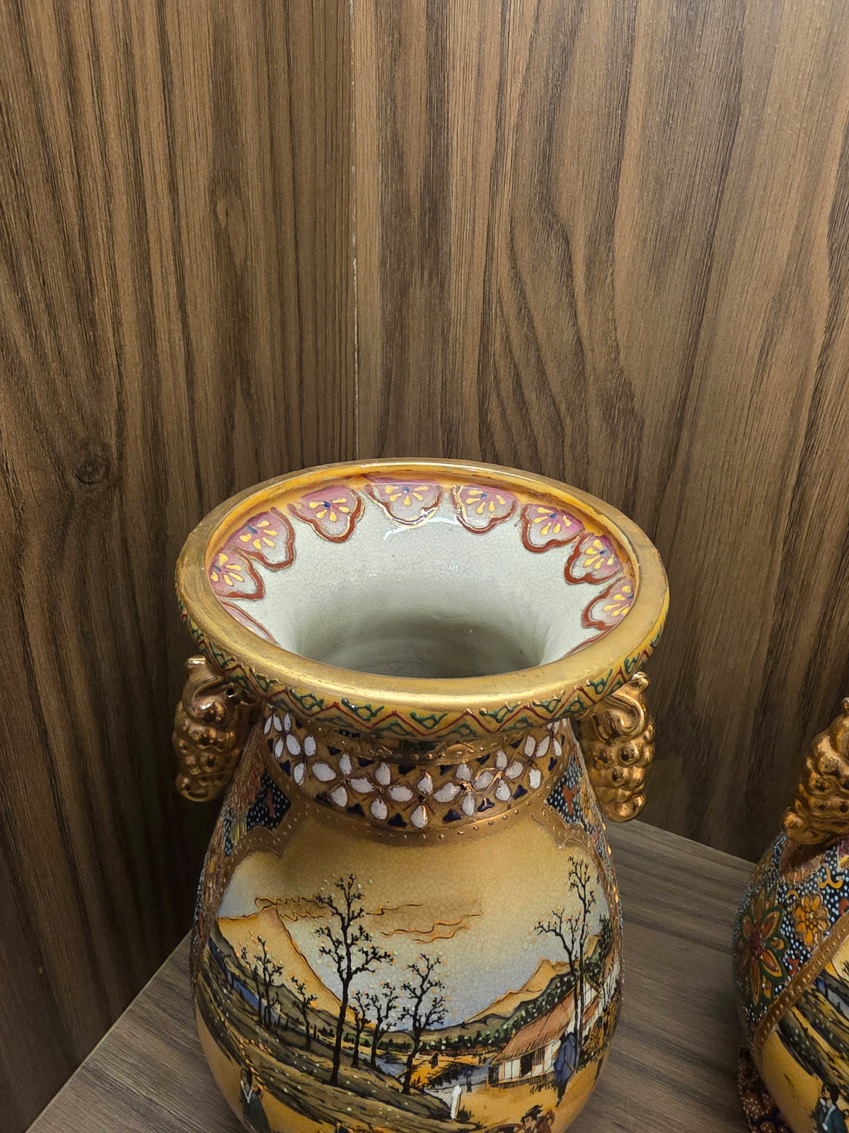 Vintage Chinese Satsuma  Decorative Vases – Matching Pair (Set of 2)