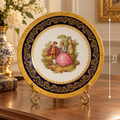 Vintage Limoges France Cobalt Blue & 22K Gold Fragonard Courting Couple Cabinet Plate