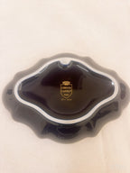Vintage Limoges Castel France Cobalt Blue 22K Gold Silhouette Courting Couple Swirl Trinket Dish