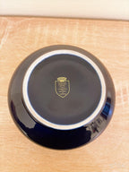 Vintage Limoges Castel France Cobalt Blue 22K Gold Fragonard Courting Couple Round Trinket Powder Box
