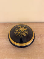 Large Vintage Limoges France Cobalt Blue & 22K Gold Floral Covered Candy Trinket Box 17cm