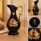 Vintage Limoges Castel France Cobalt Blue 22K Gold Silhouette Courting Couple Pitcher Ewer 18cm