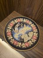 Vintage Ibiscus Ceramics Hand Made 24K Gold Greek Souvenir Plate – Island of Kos & Hippocrates (24 cm)
