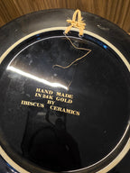 Vintage Ibiscus Ceramics Hand Made 24K Gold Greek Souvenir Plate – Island of Kos & Hippocrates (24 cm)