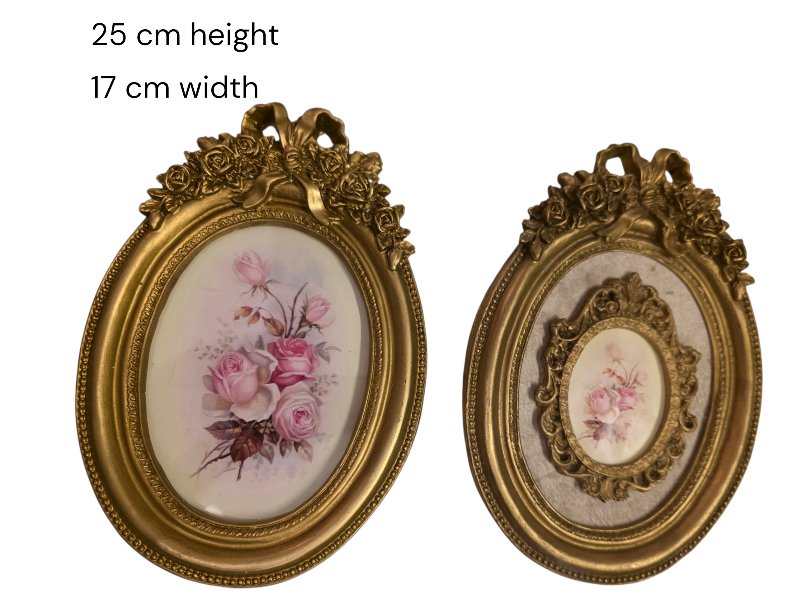 Set of 2 gold oval frames