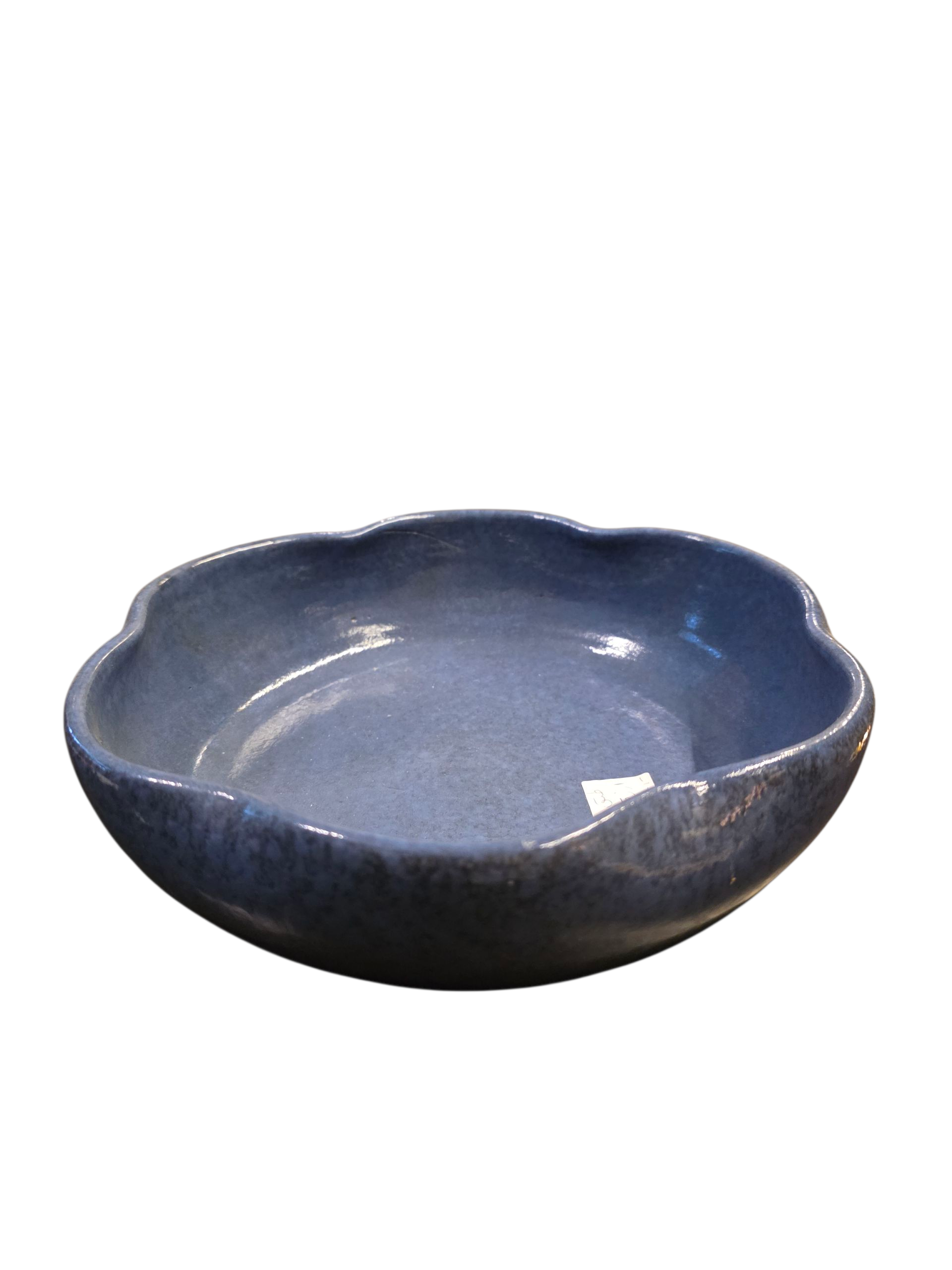 Blue Glazed Ceramic Serving Bowl
