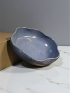 Blue Glazed Ceramic Serving Bowl