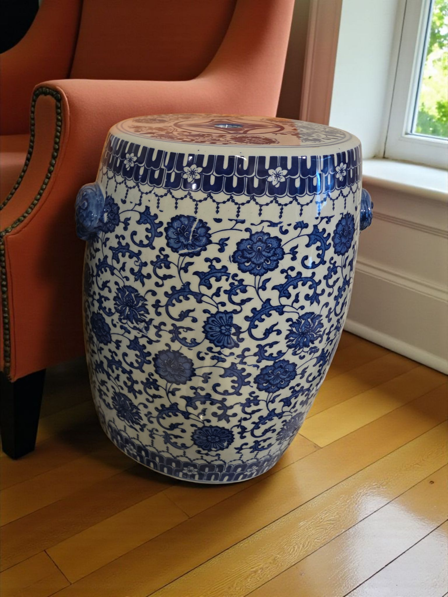 Bleu Blanc White Porcelain Stool