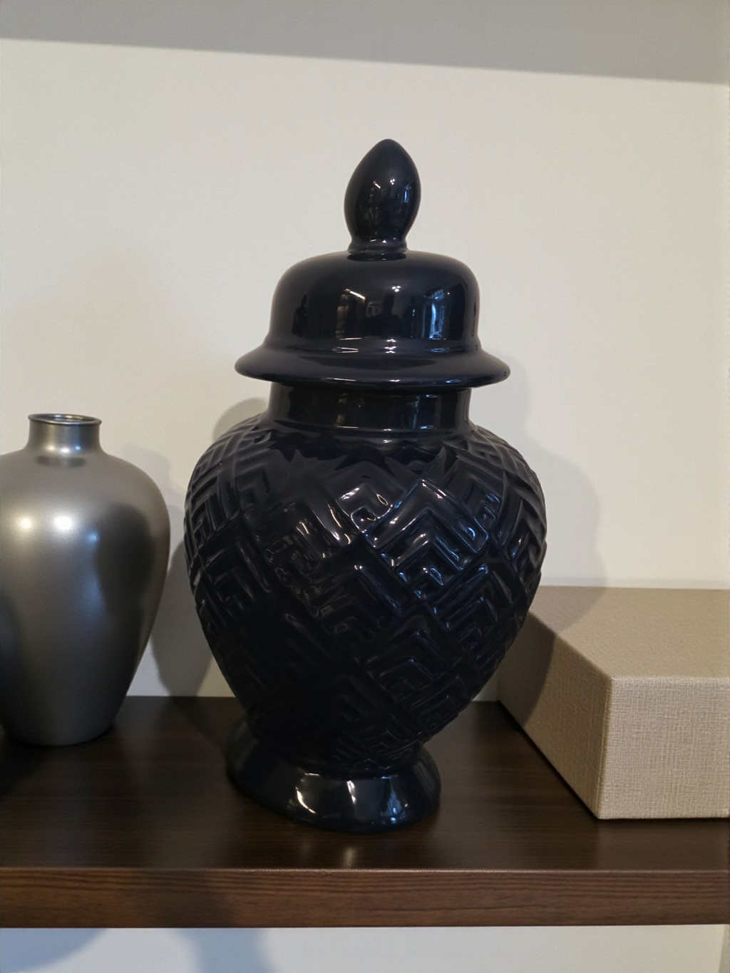 Embossed Ceramic Ginger Jar