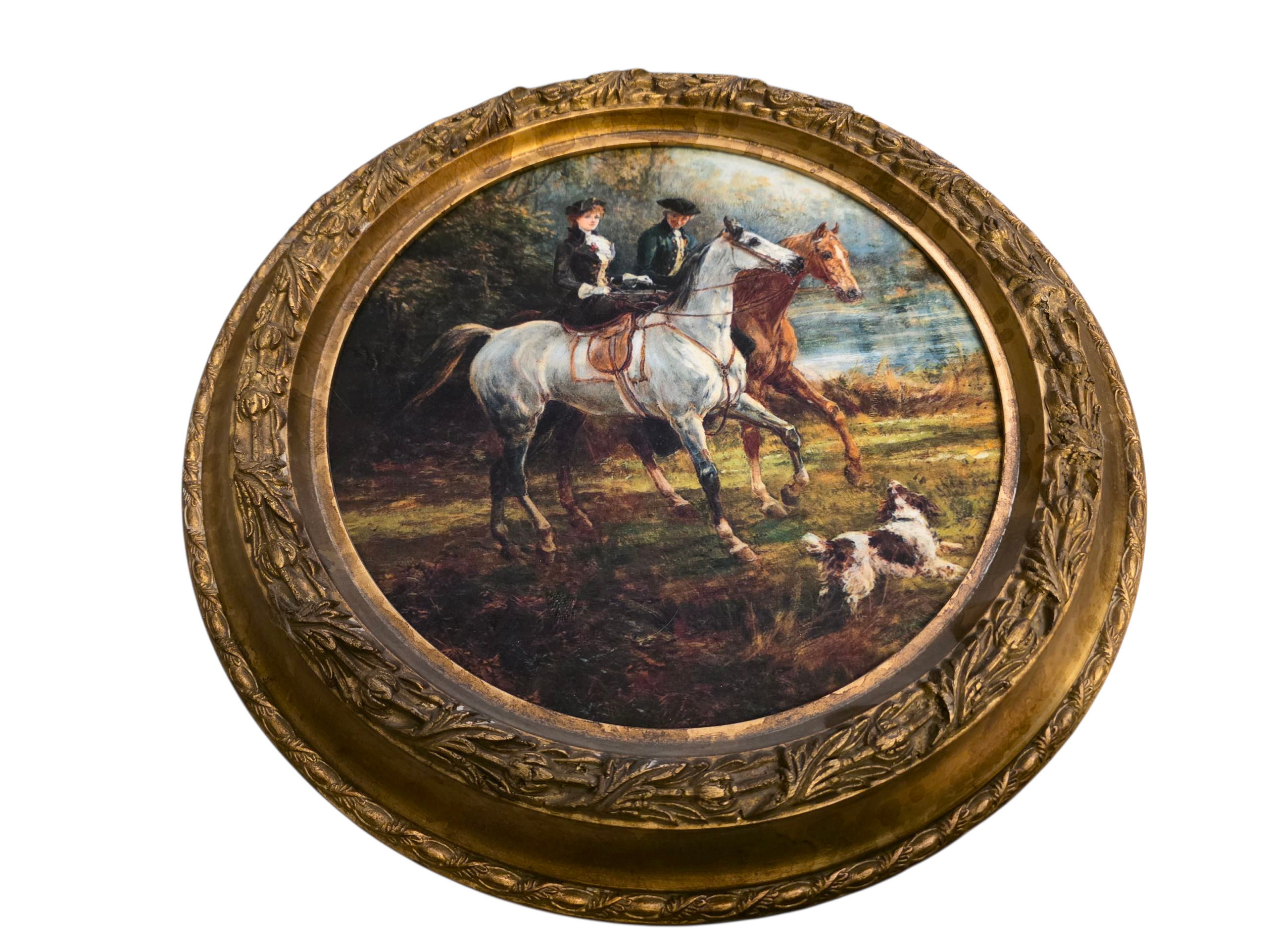 Framed print mounted on velvet