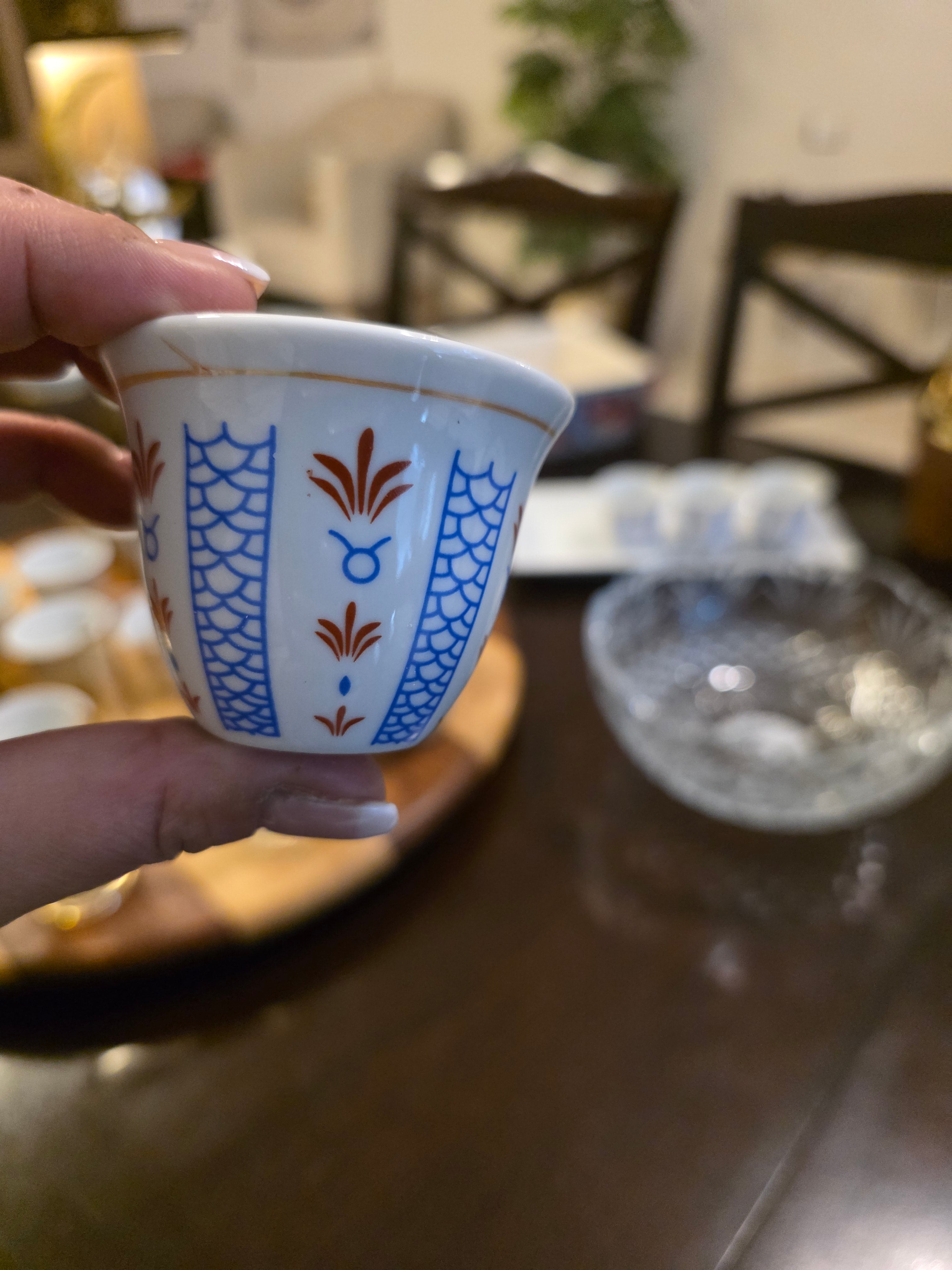 Blue and White Arabic coffee cup - set of 8