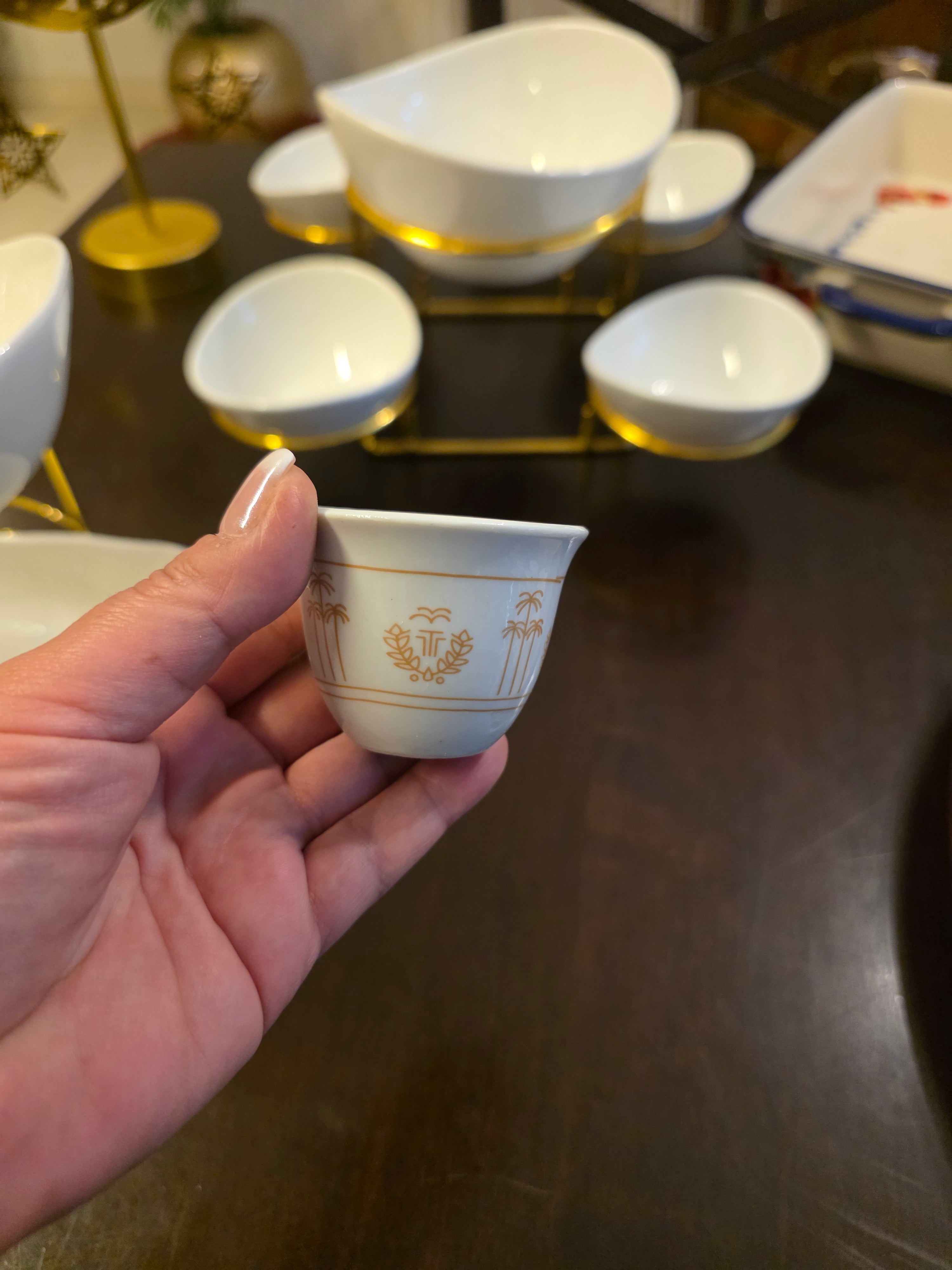 Arabic coffee cup - Gold Palms - set of 8