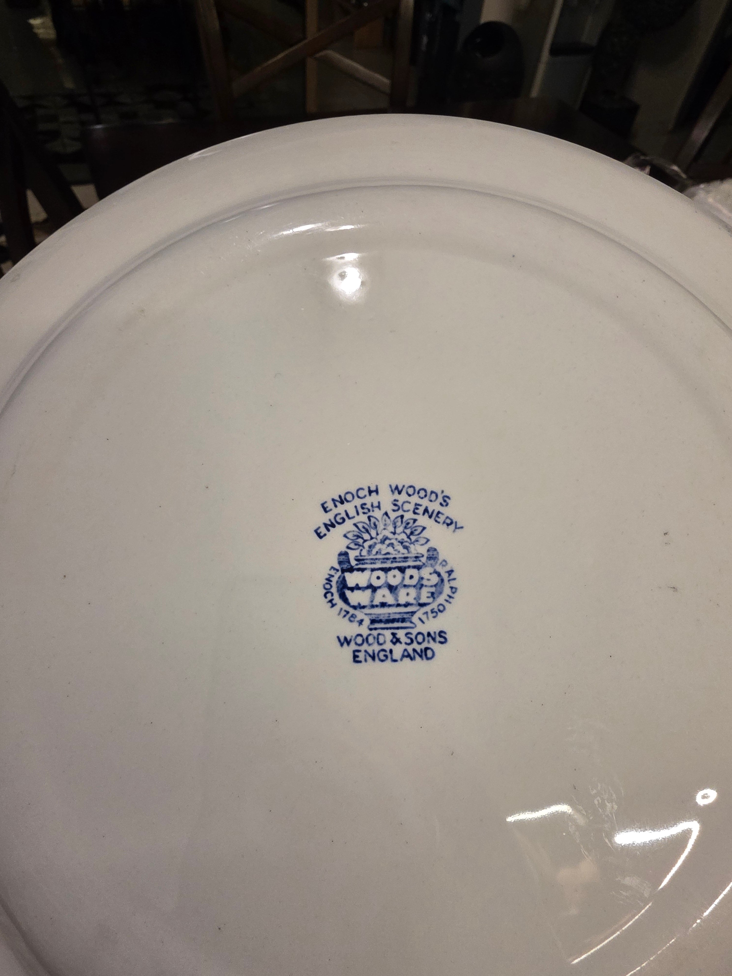 Vintage Enoch Woods 'English Scenery' blue and white