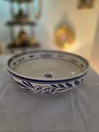 Elegant Navy Ceramic Bowl with Floral Motif