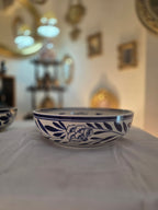 Elegant Navy Ceramic Bowl with Floral Motif