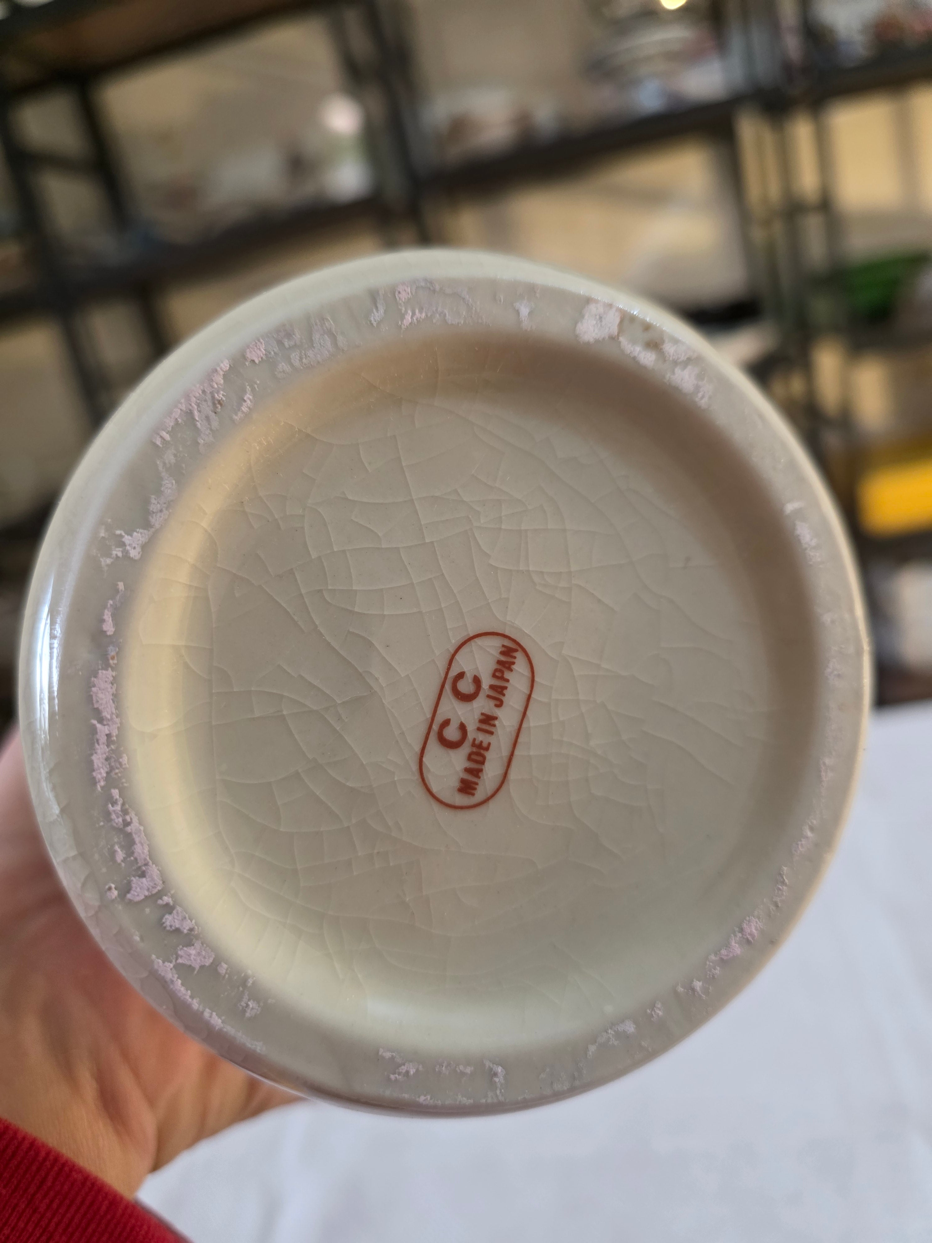 Hand-Painted Japanese Ceramic Vase with Floral Scene