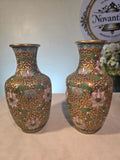 Pair of Cloisonné Vases with Intricate Floral Motifs