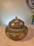Cloisonné Bonbonnière with Floral Design and Gold Accents