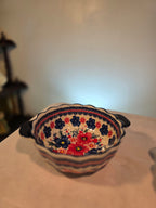 Paired Ceramic Bowls with Floral Pattern