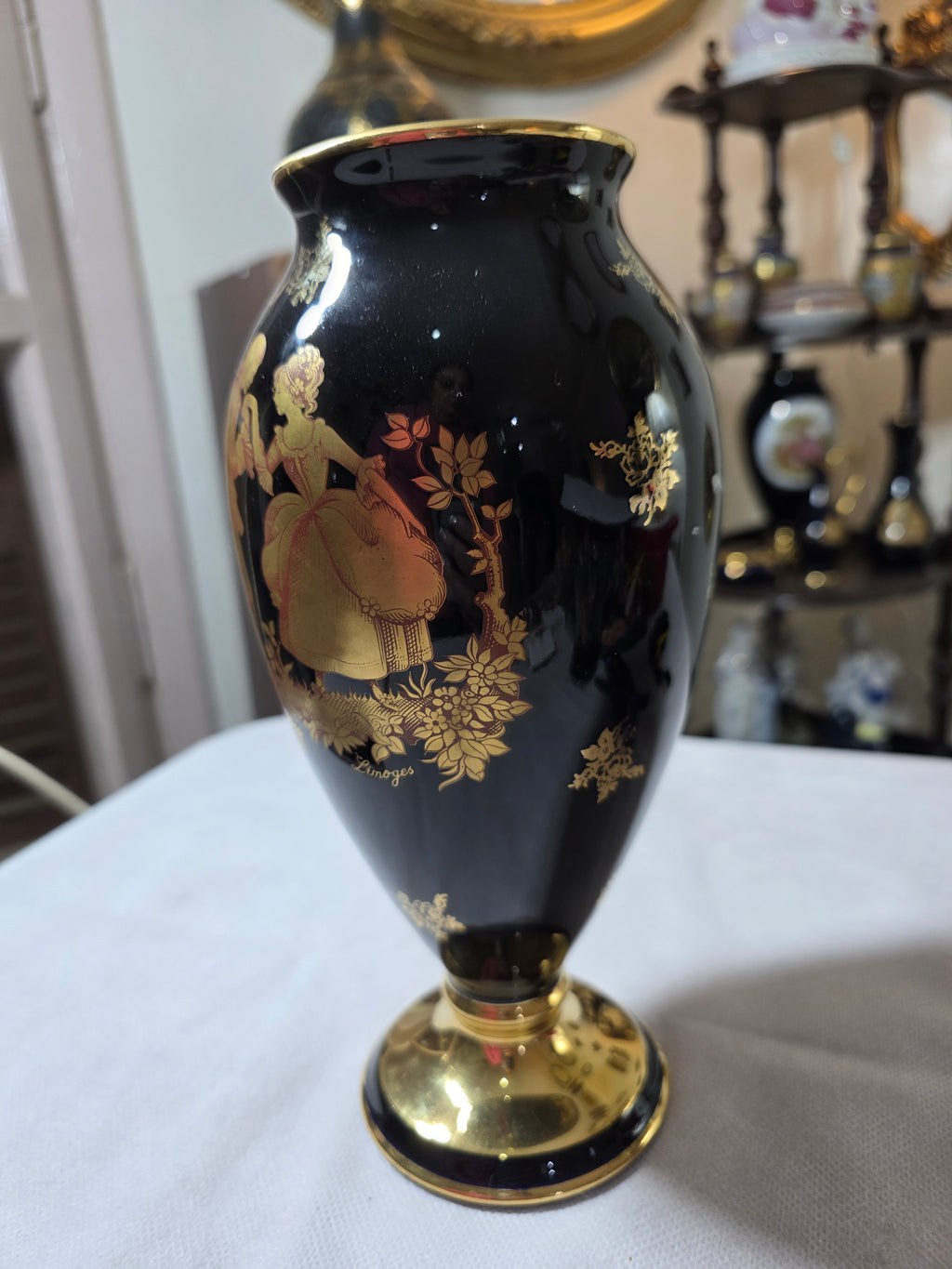 Limoges Gold Gilded Scene Vase