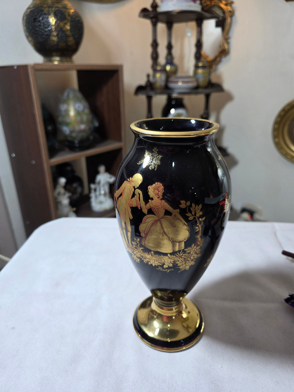 Limoges Gold Gilded Scene Vase