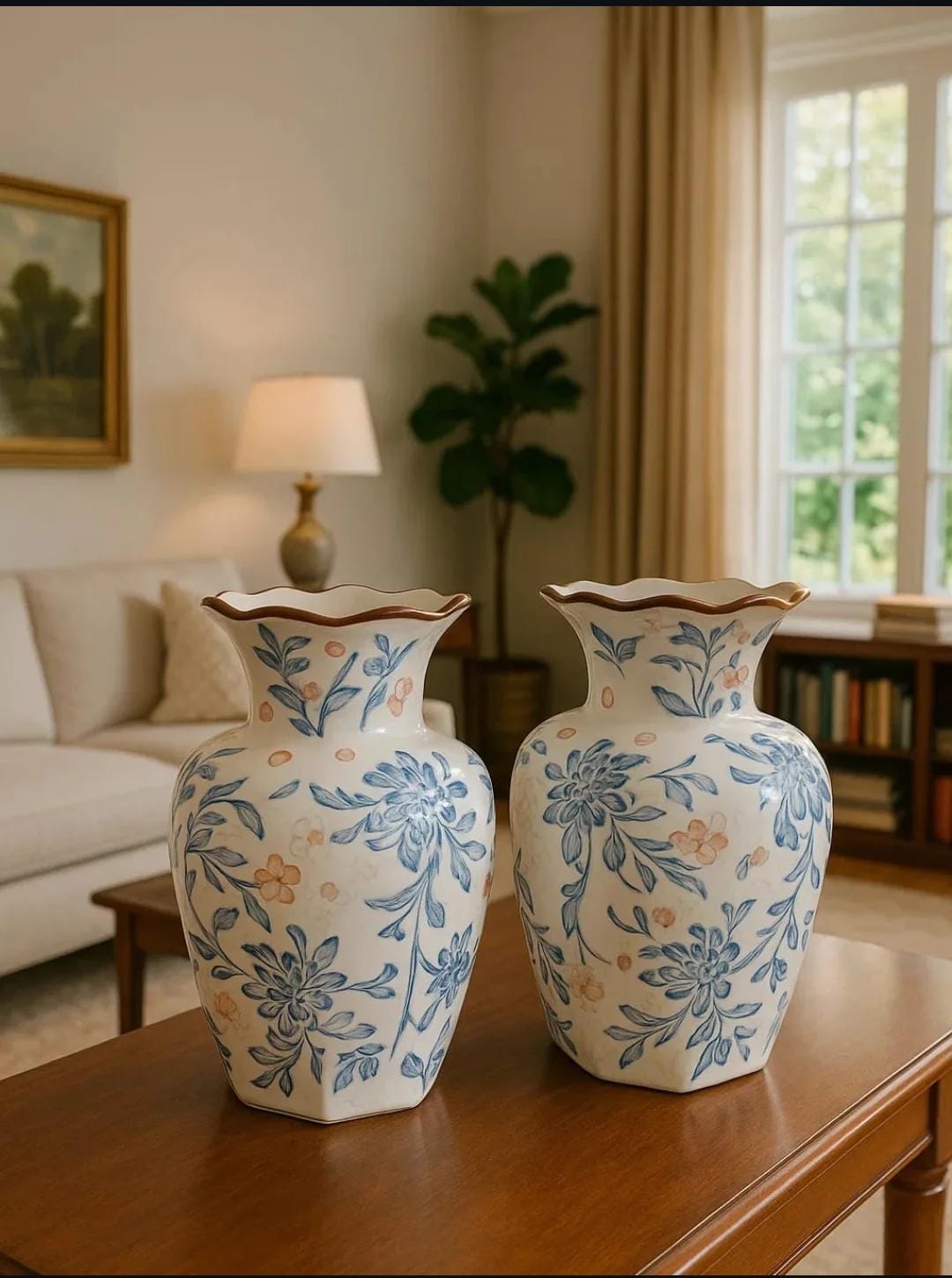 Ivory Floral Ceramic Vases