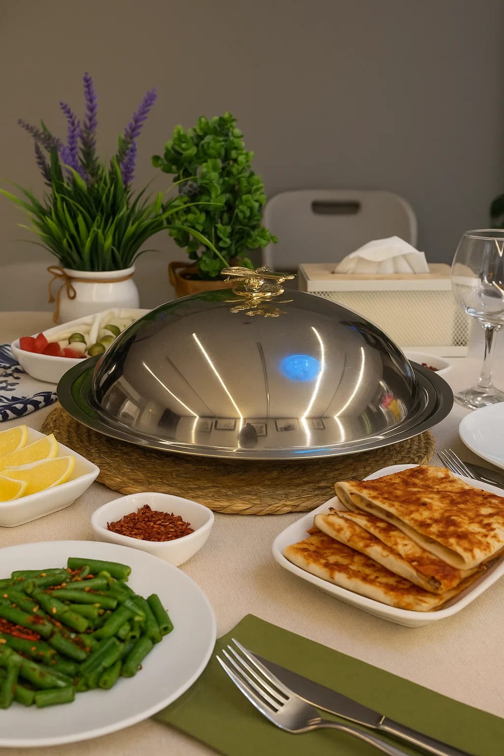 18/10 Stainless Steel Cloche Serving Dish — Round