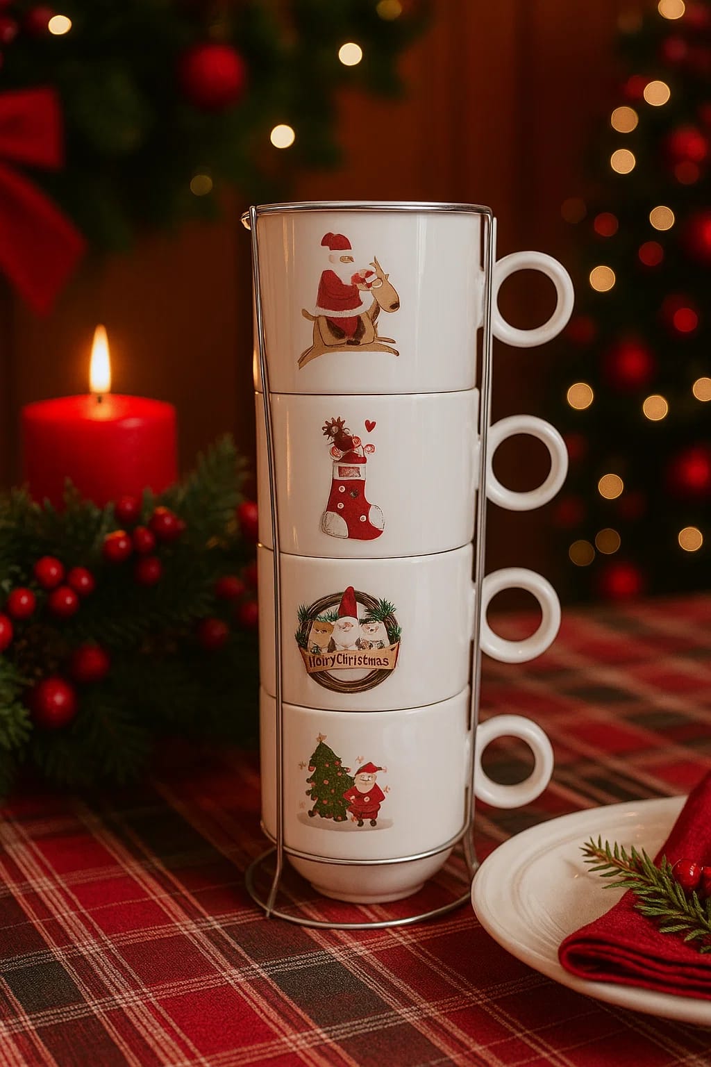 Ceramic mugs with Christmas motifs