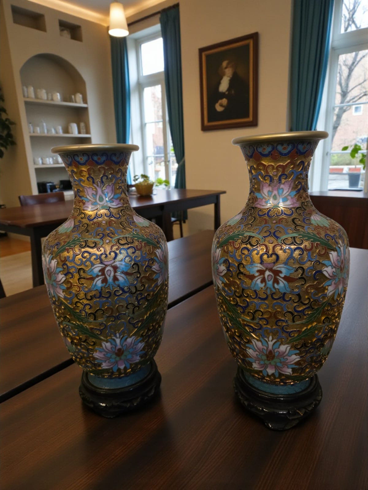 Pair of cloisonné vases
