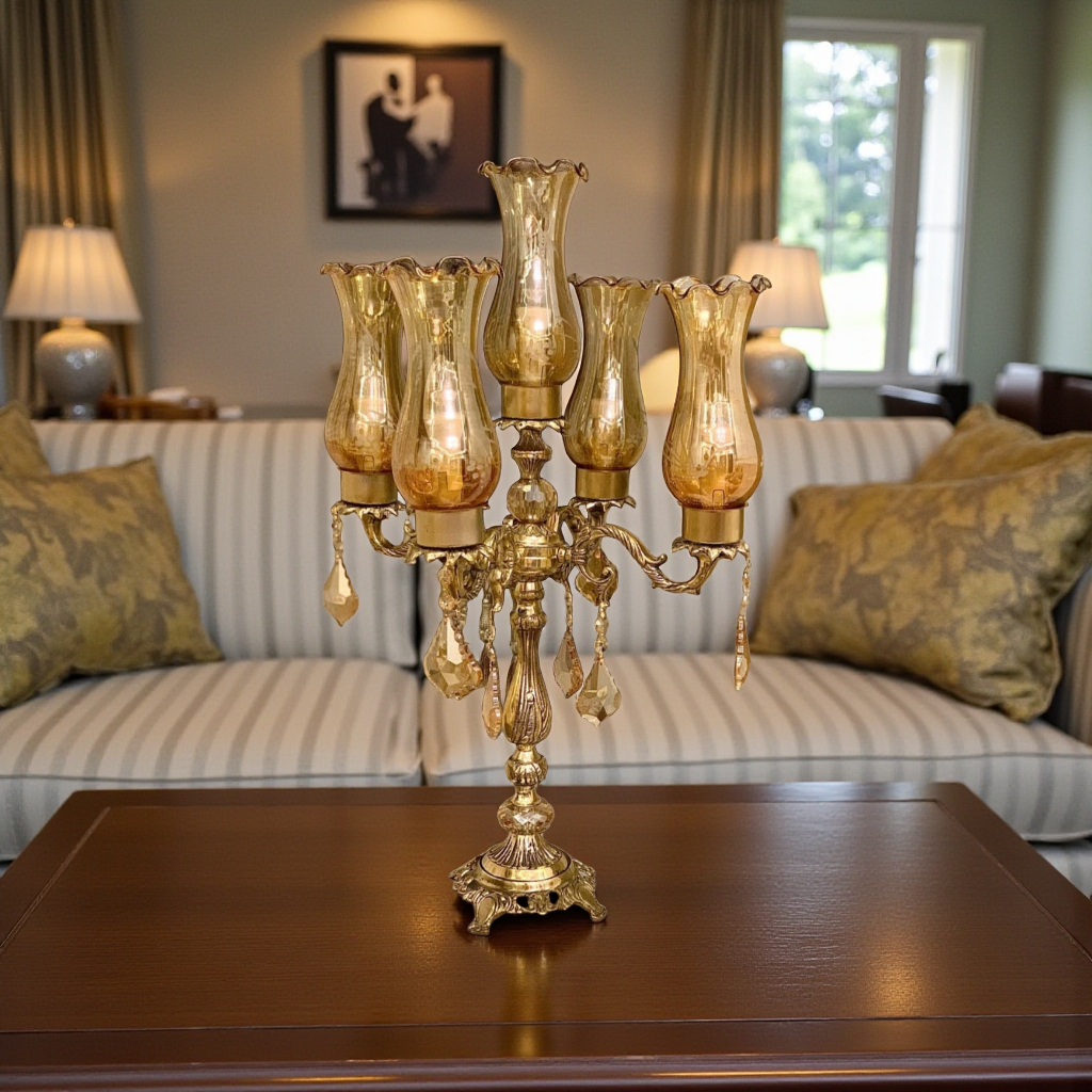 Copper candelabra-style lighting