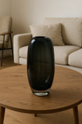Hand-blown black Murano glass vase