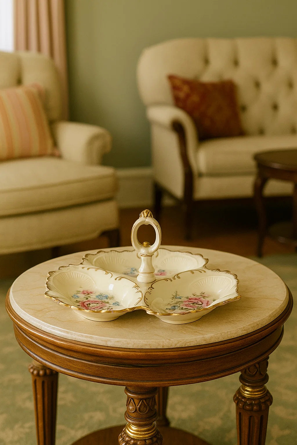 Trio of Petals Scalloped Ceramic Server