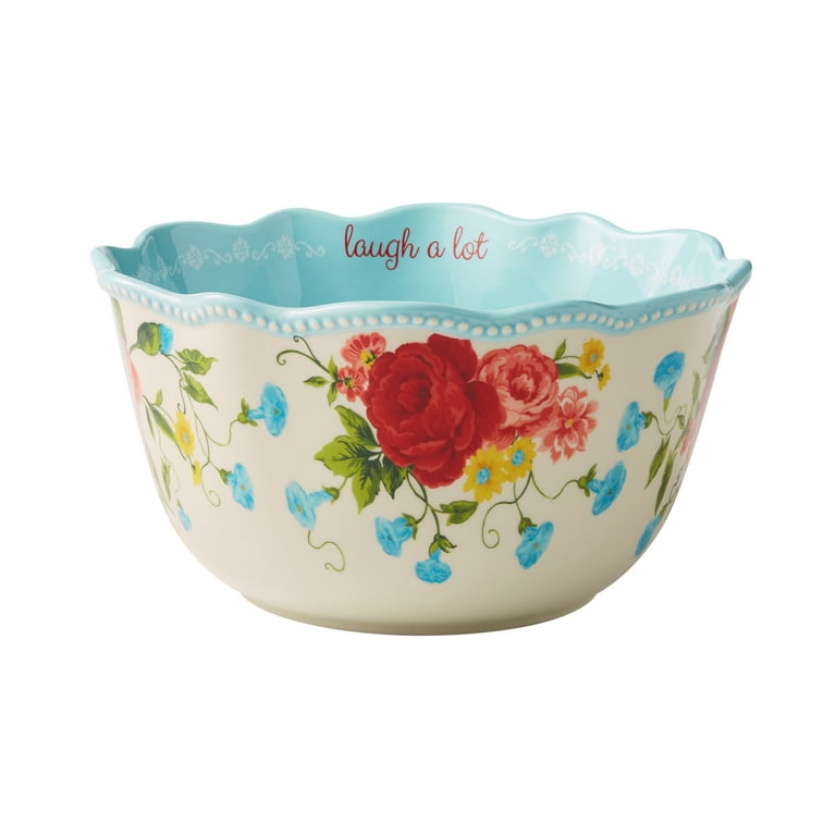 Pioneer Woman Sweet Rose Sentiment Stoneware Serving Bowl