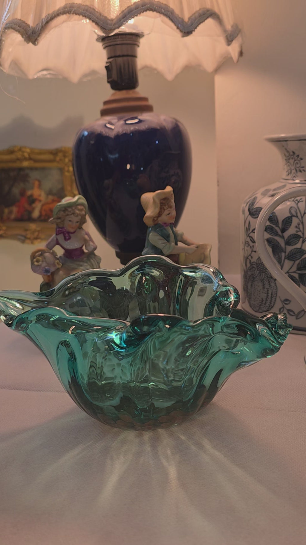 Murano Emerald Sculpted Glass Bowl