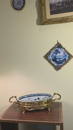 Château Paris Porcelain Bleu Blanc Bowl in Gilt Bronze Mount