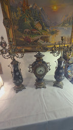 Antique Sèvres Garniture Set – Clock & Candelabra Pair