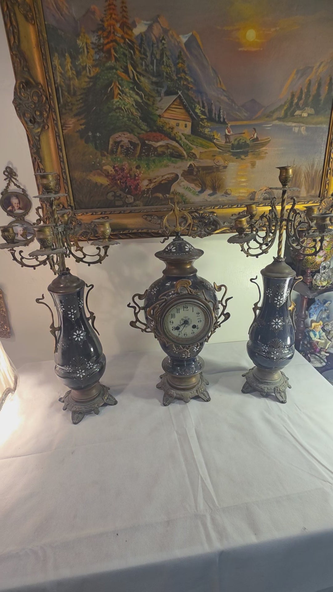 Antique Sèvres Garniture Set – Clock & Candelabra Pair