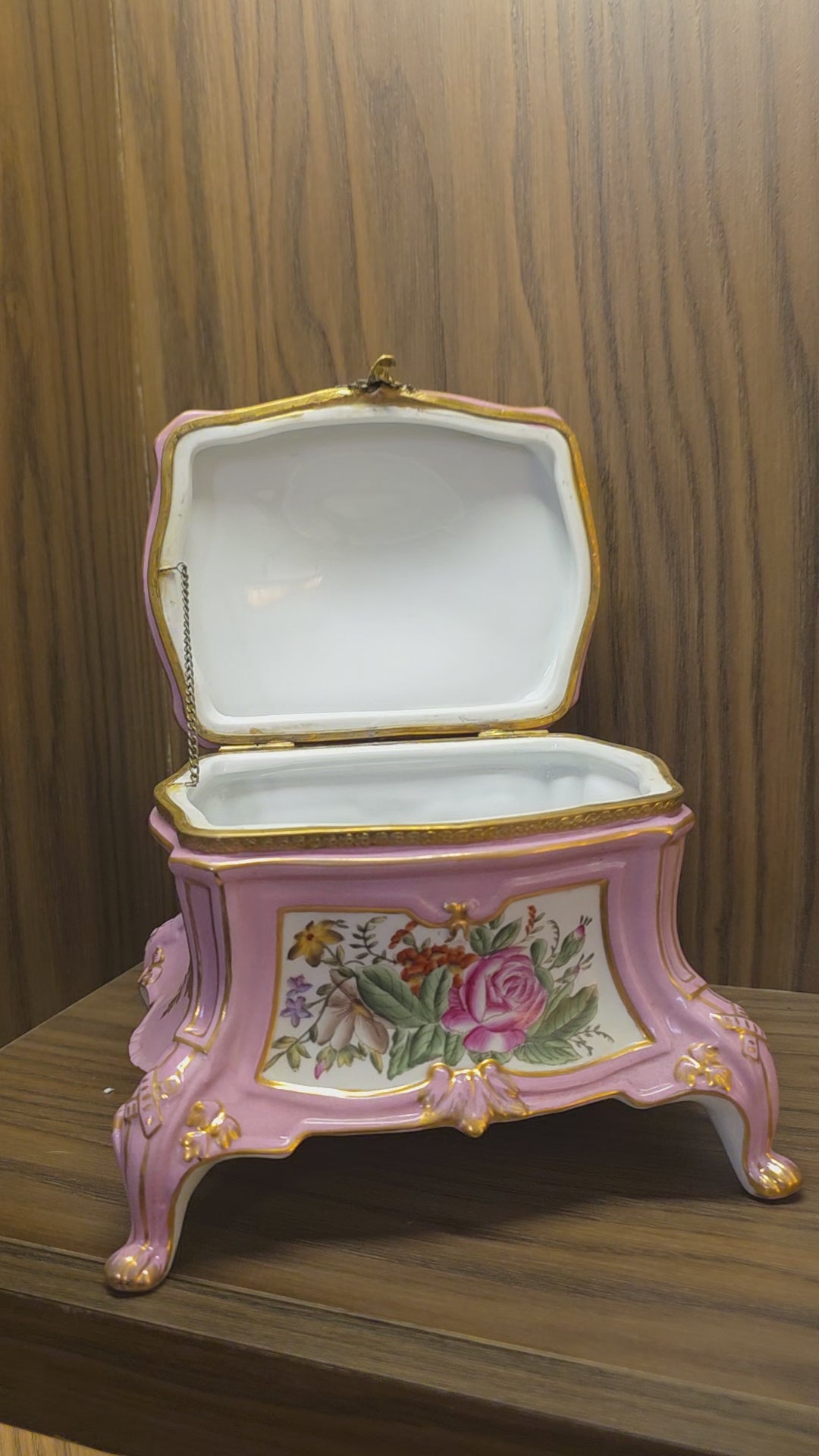 Antique 19th Century French Continental Pink Porcelain Jewelry Casket Box