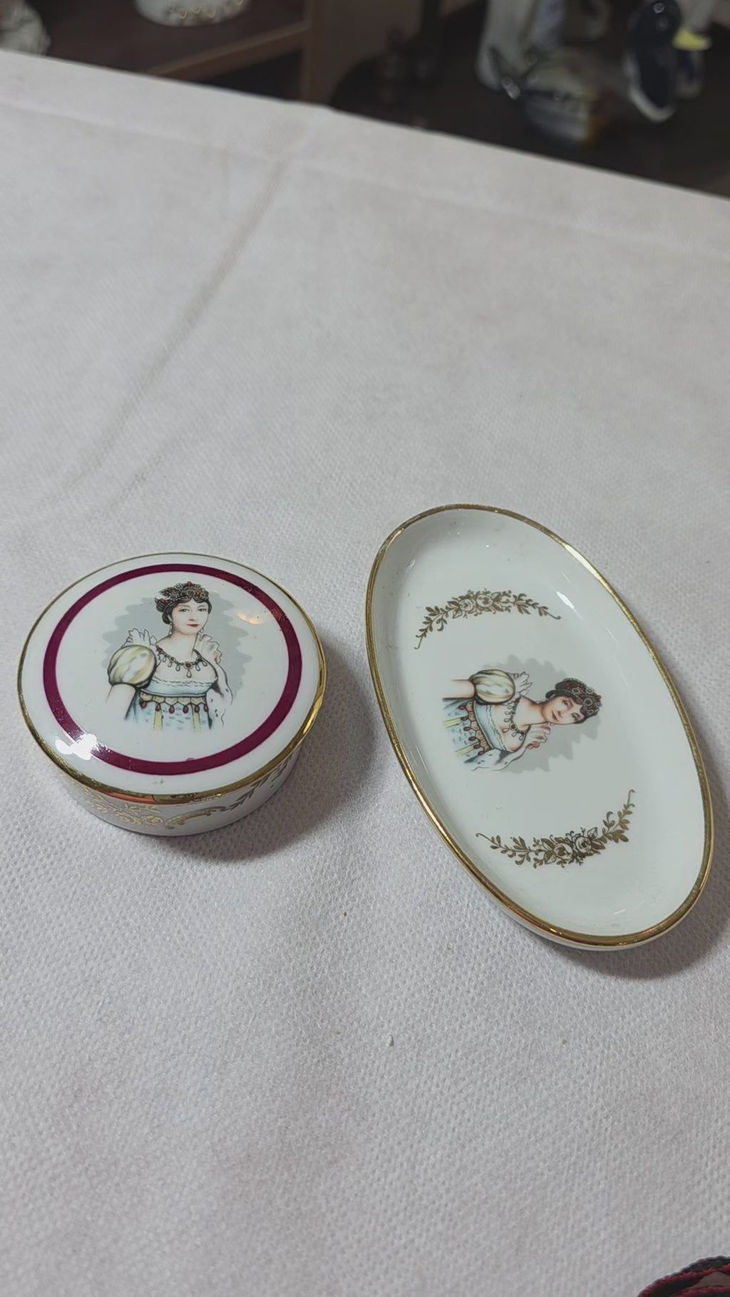 Rare limoges Josephine petite tinket box and plate set