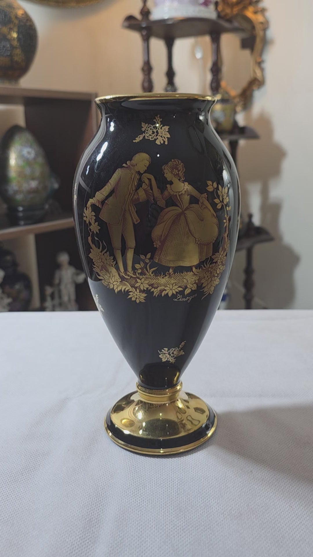 Limoges Gold Gilded Scene Vase