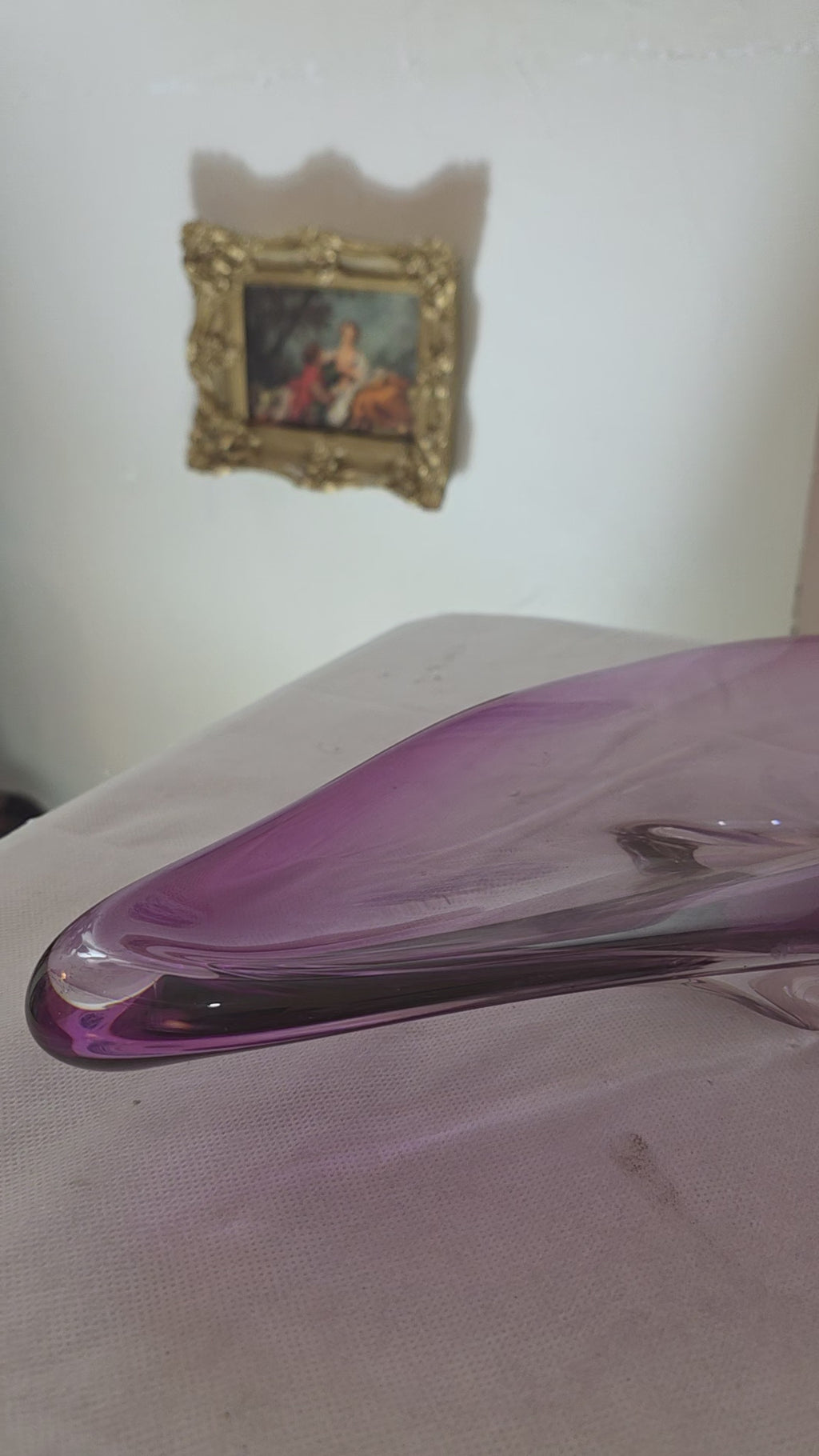 Murano Amethyst Glass Freeform Centerpiece Bowl - authentic Murano