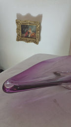 Murano Amethyst Glass Freeform Centerpiece Bowl - authentic Murano