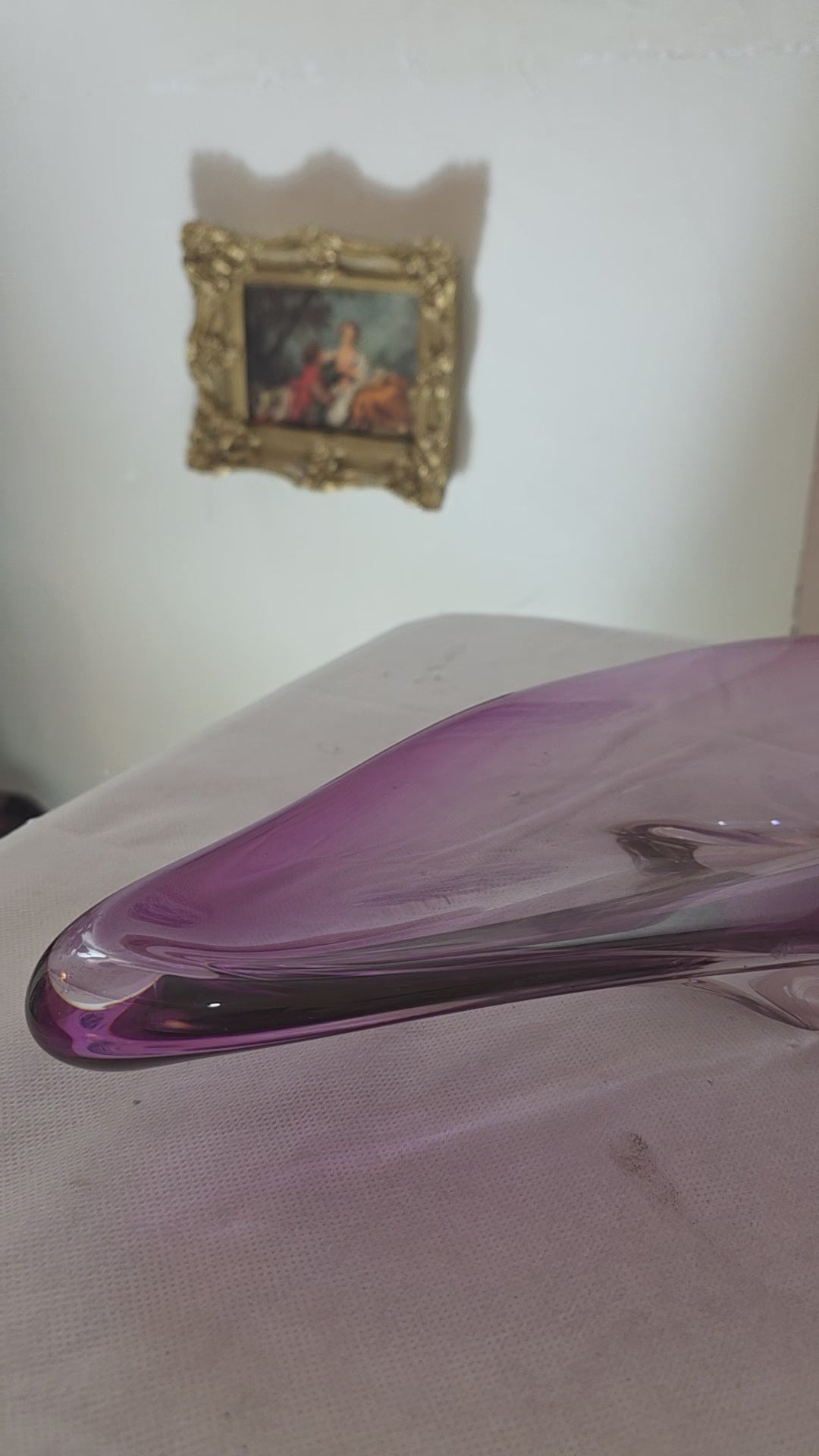 Murano Amethyst Glass Freeform Centerpiece Bowl - authentic Murano