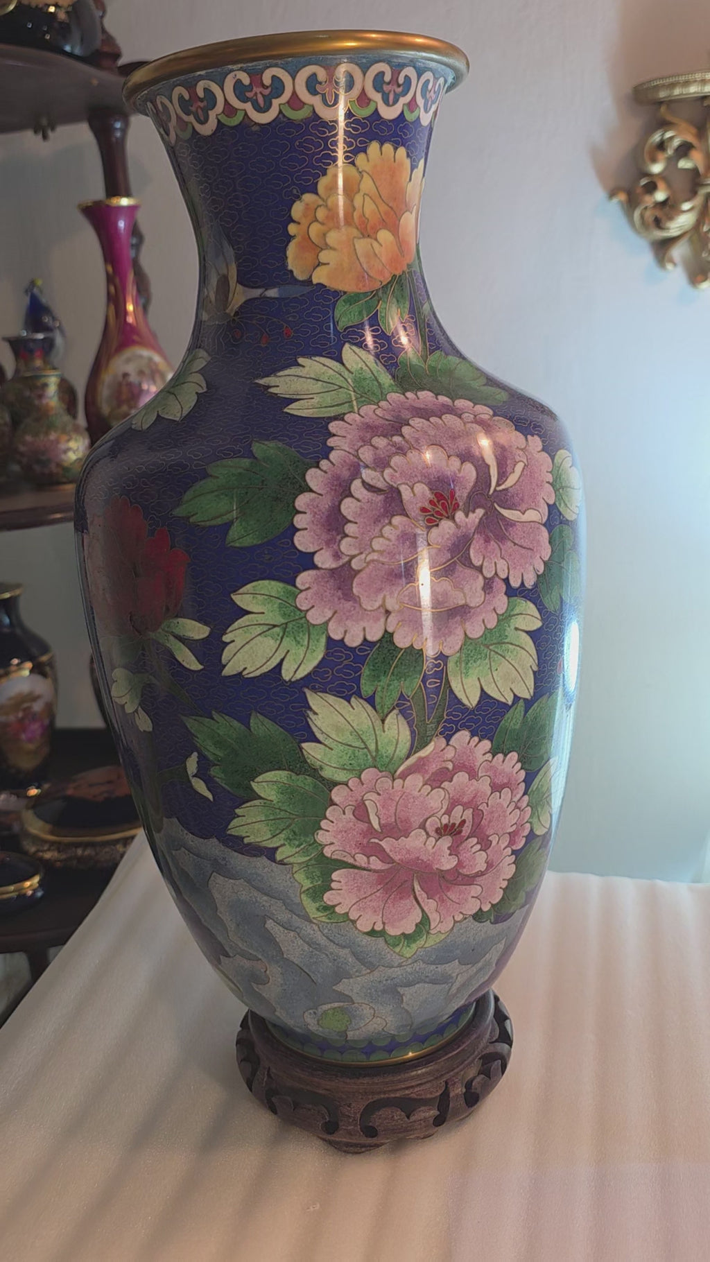 Large Cloisonné Floral Vase
