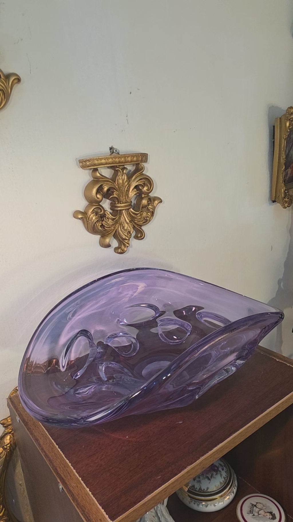 Murano Amethyst Glass Sculptural Bowl – Handcrafted Statement Piece
