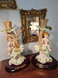 Vintage Cherub Candle Holders Set - Resin