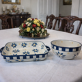 Blue and white bloom baking set